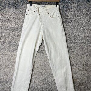 Agolde Jeans Womens 24 White High Rise Straight Leg Denim Pants Classic Cotton